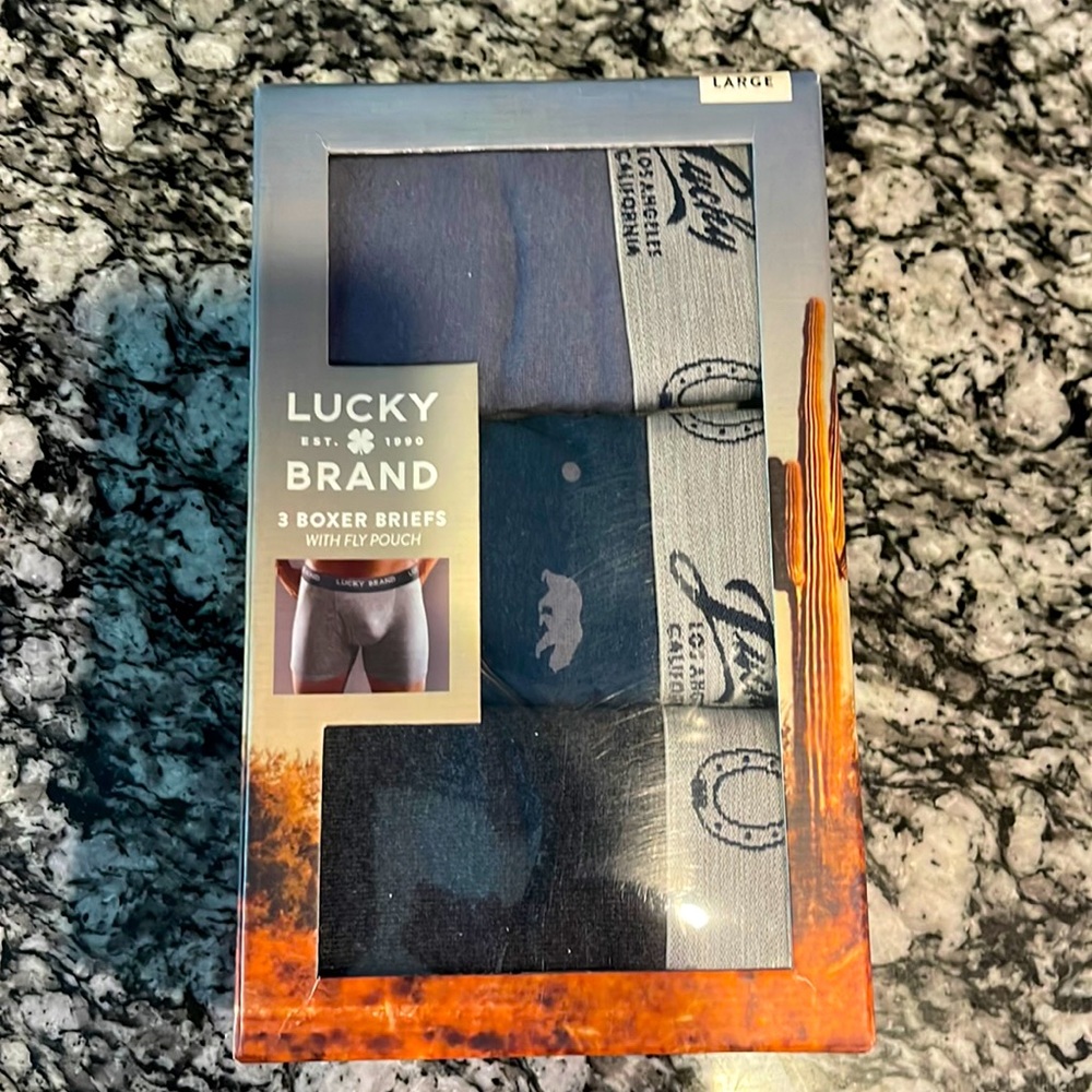 Lucky Brand 3 Pack Mens Super Soft Boxer Briefs with Fly Pouch Large